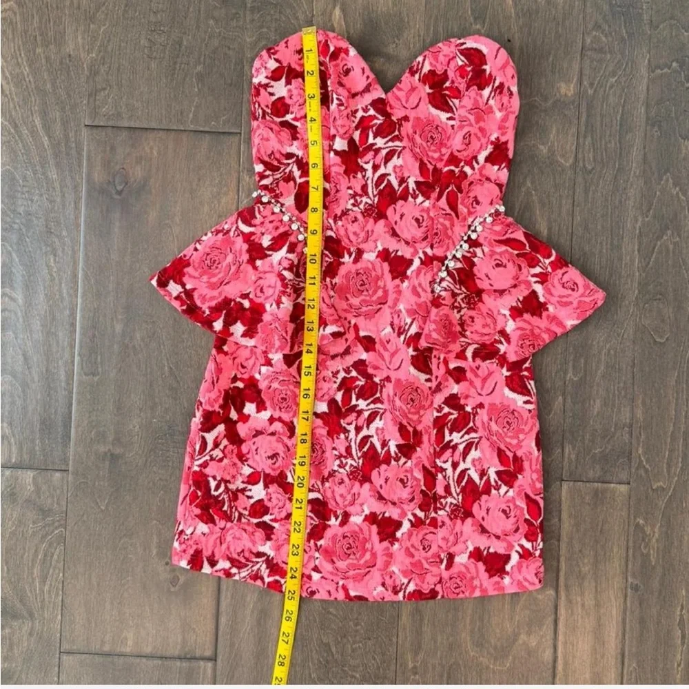 Zara Strapless Pink Floral Dress NWT - Picture 6 of 8